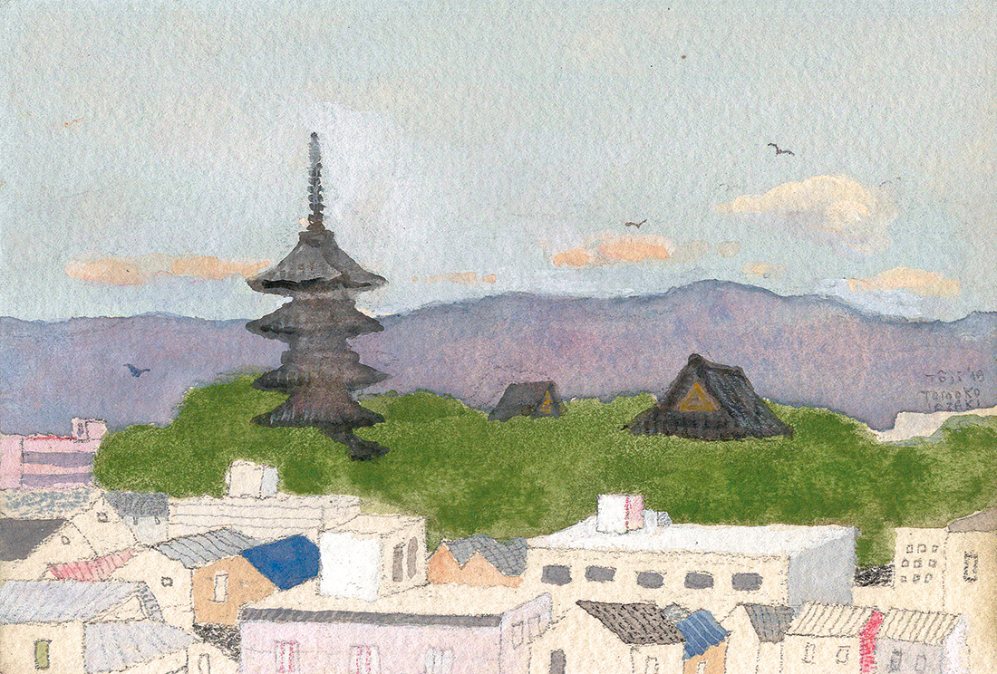 宿泊先からの「東寺」展望