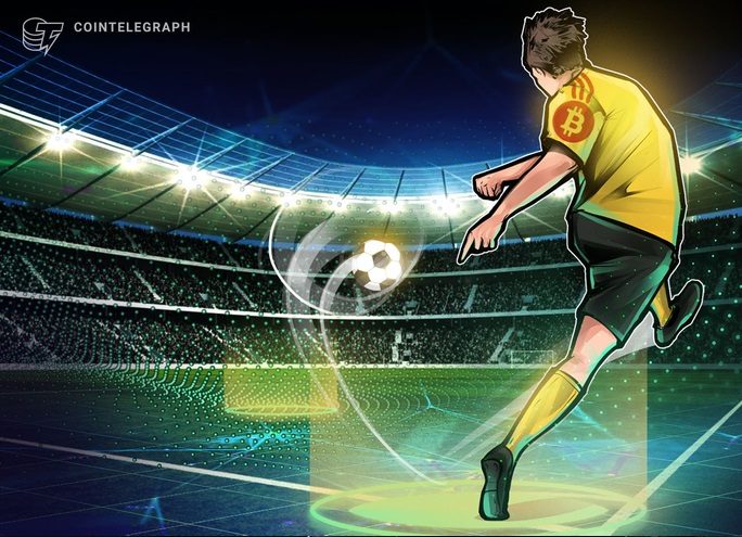 仮想通貨ビットコインのロゴ、プレミアリーグ所属チームのユニフォームに
