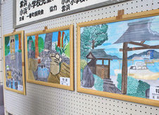 地元自慢の雲城水描く　小浜市役所　児童の絵画展示