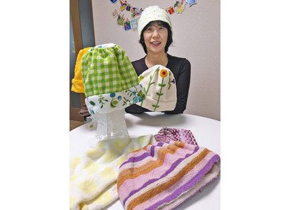 手作り帽子で　がん患者応援