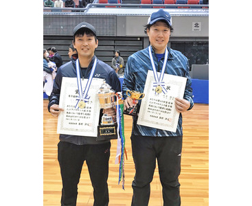 ソフトテニス全日本インドア大会　中本・鈴木組　男子複Ｖ