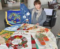 独学タペストリー展示　勝山の茂呂さん　季節感あふれる１３点