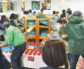 大阪にＪＡ若狭直売所　初日、５００人の客でにぎわう