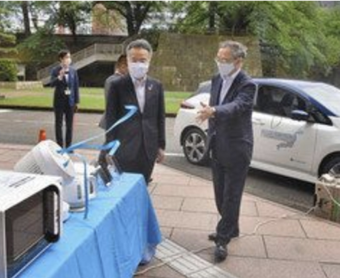 ＥＶ県に無償貸与　　日産と三菱自災害応援協定　　非常用電源に活用へ