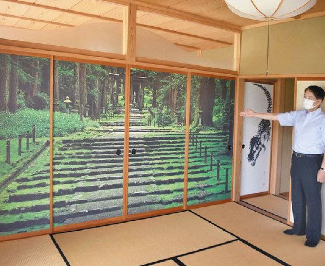抗ウイルスふすまで安心　勝山の宿泊施設「清流亭」