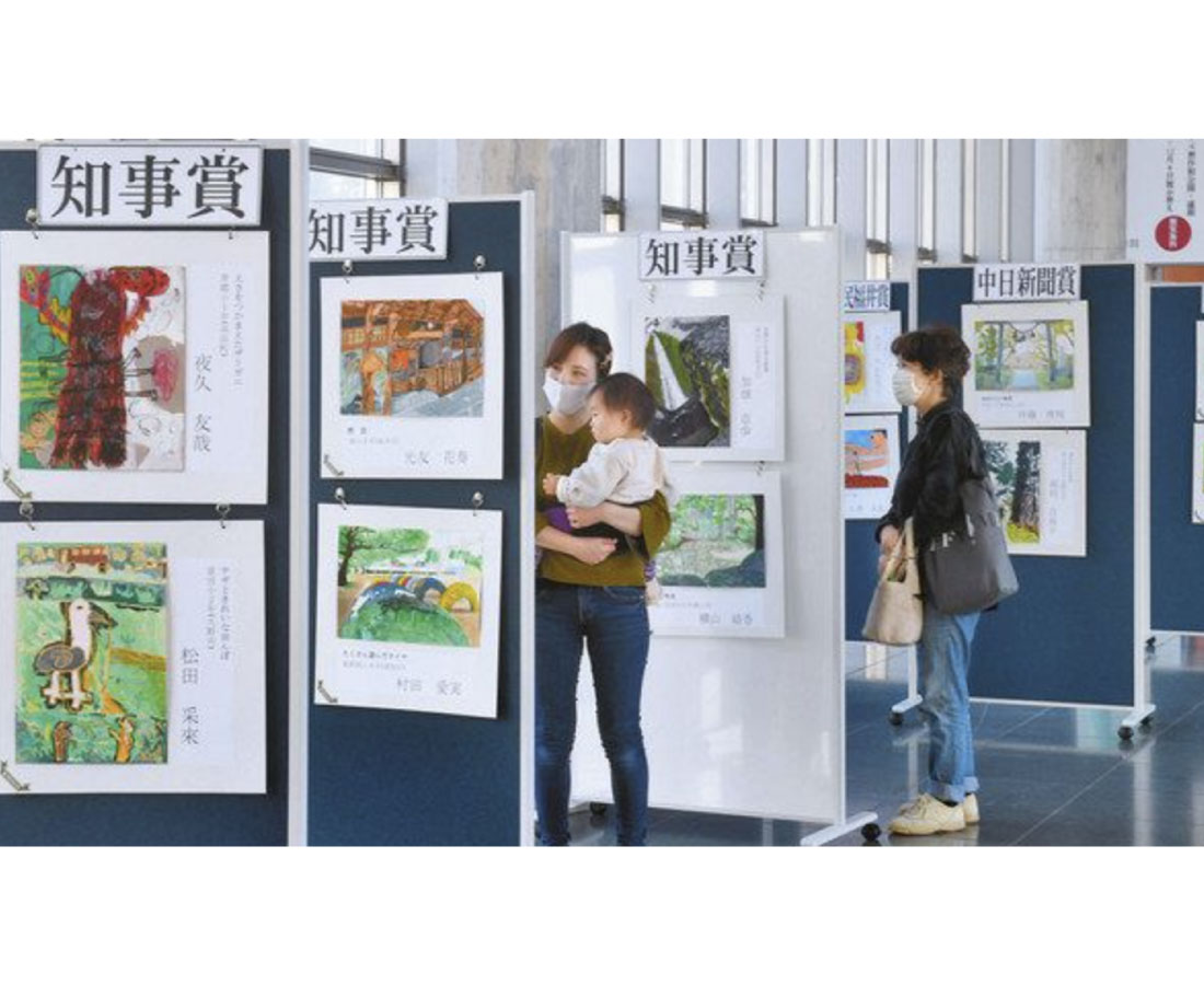 ふるさとの風景写す力作　県小中学生写生画　入賞作品展が開幕