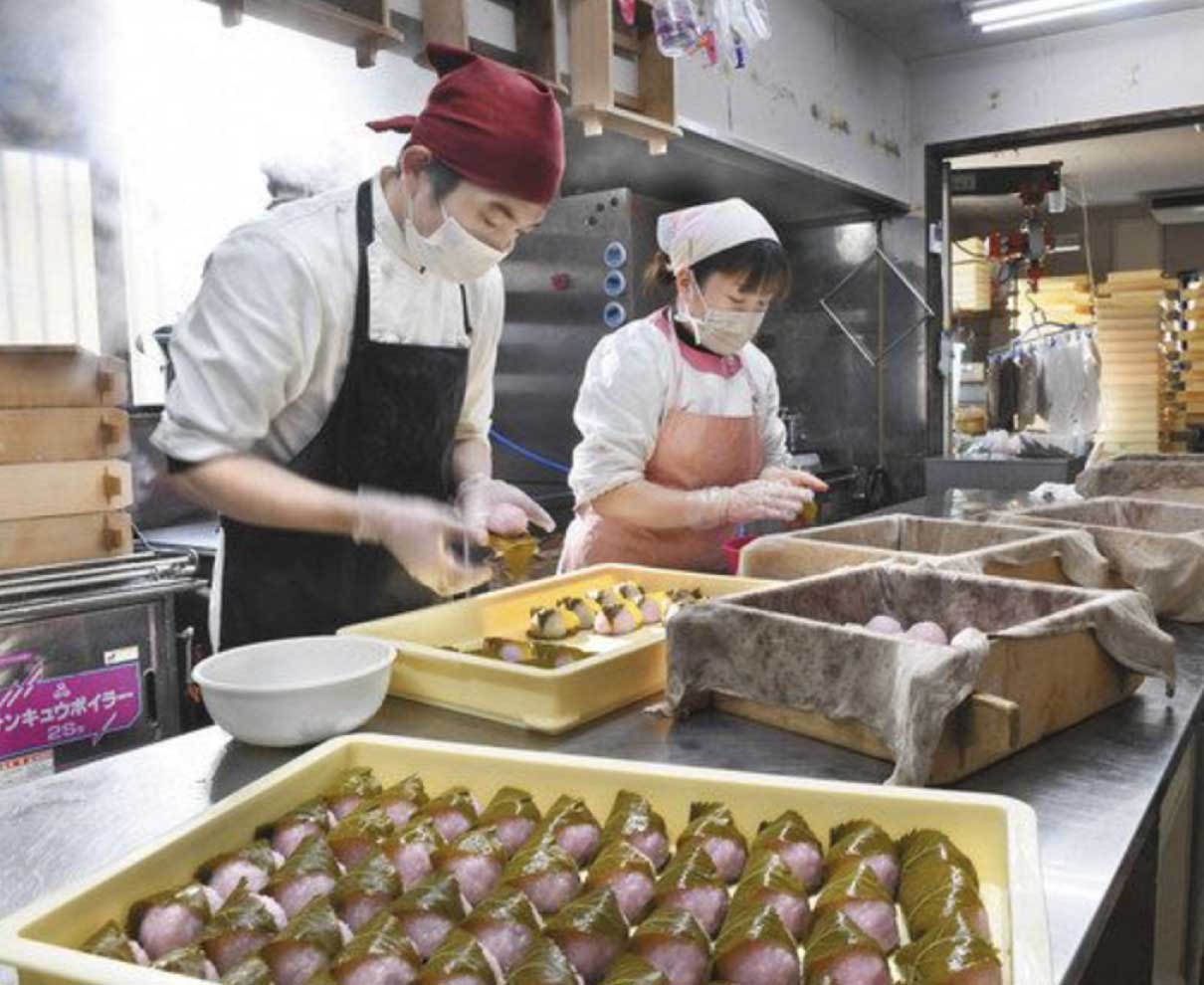 つややかな紅白の桜餅　福井「餅の田中屋」