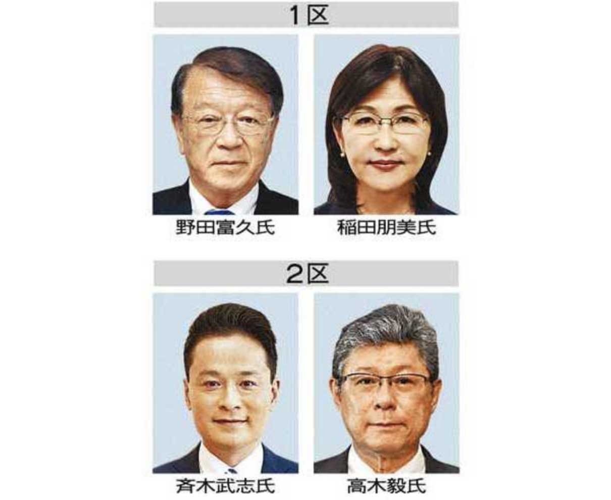 野党候補　２区とも一本化　自民と一騎打ちの公算　金元氏擁立　共産見送り