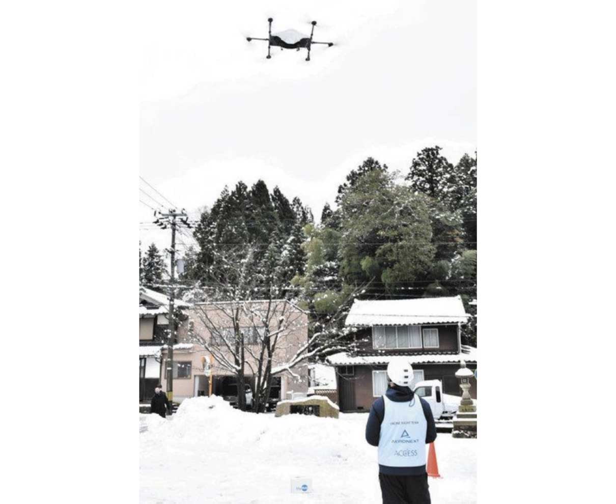ドローンで食品配送　敦賀・愛発地区で実証実験