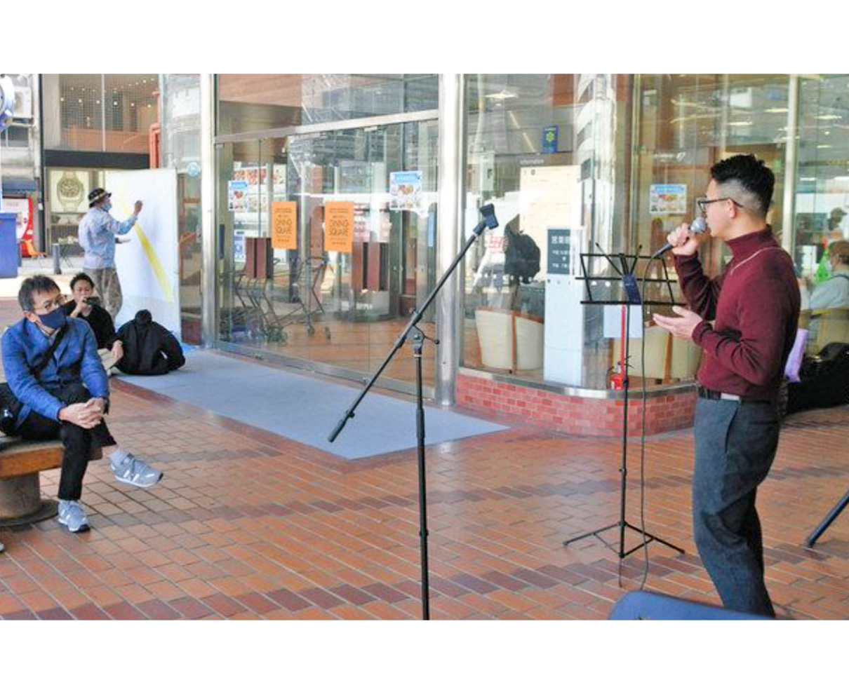 音楽と絵画一緒にライブ　まちなかステージ開幕