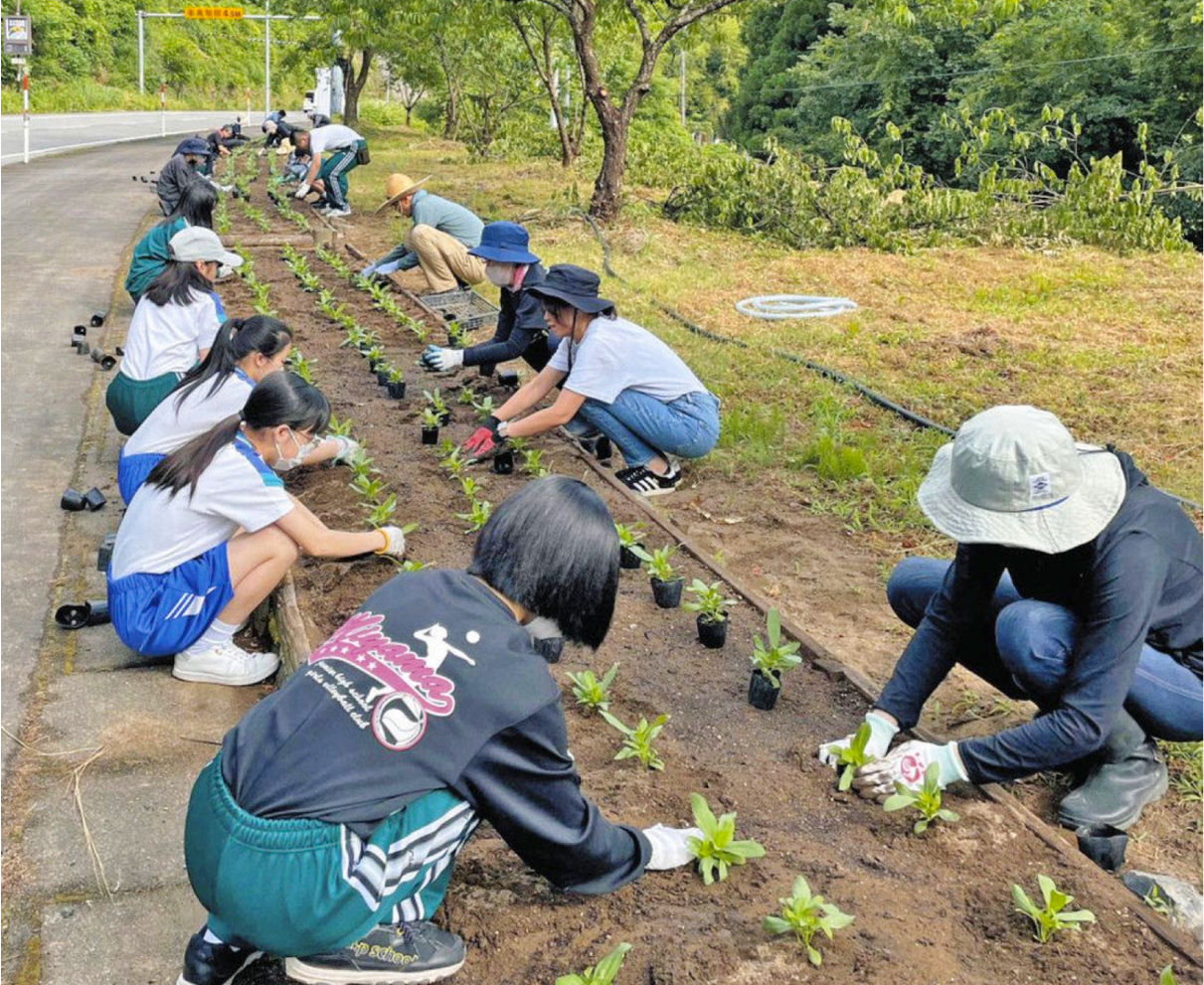 花壇整備やごみ拾い評価　　環境美化で美山中、大臣賞